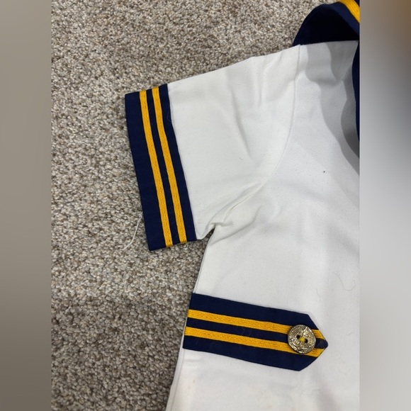 Vintage Toddler Sailor Captain Navy Blue and White Nautical Size 2 Romper - Picture 5 of 8